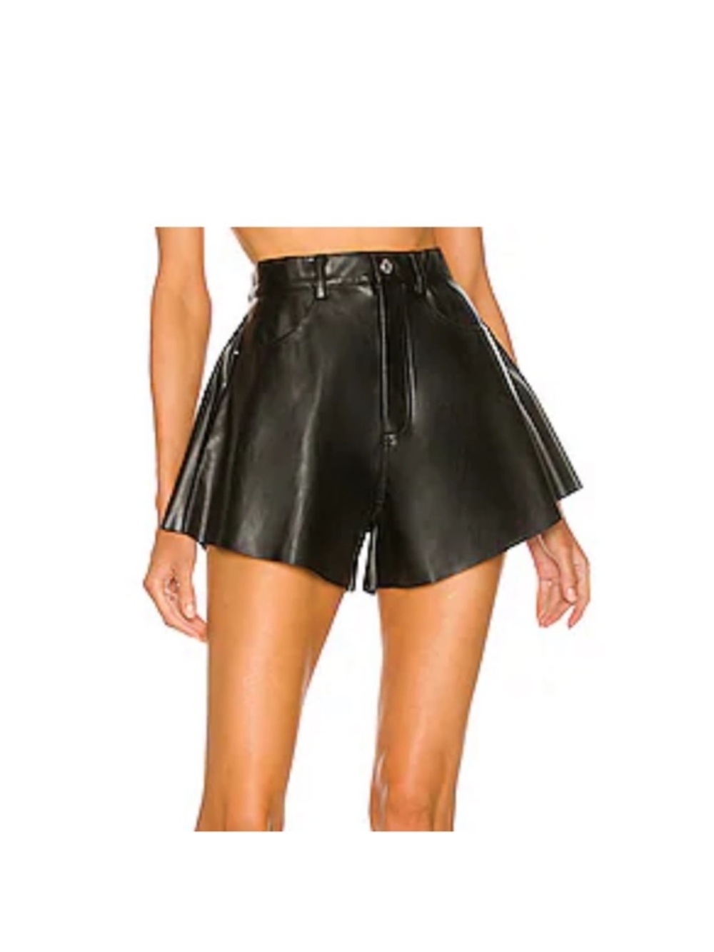 WeWoreWhat Black Faux Leather Flare Skort - FLARE BELL SHORT IN BLACK